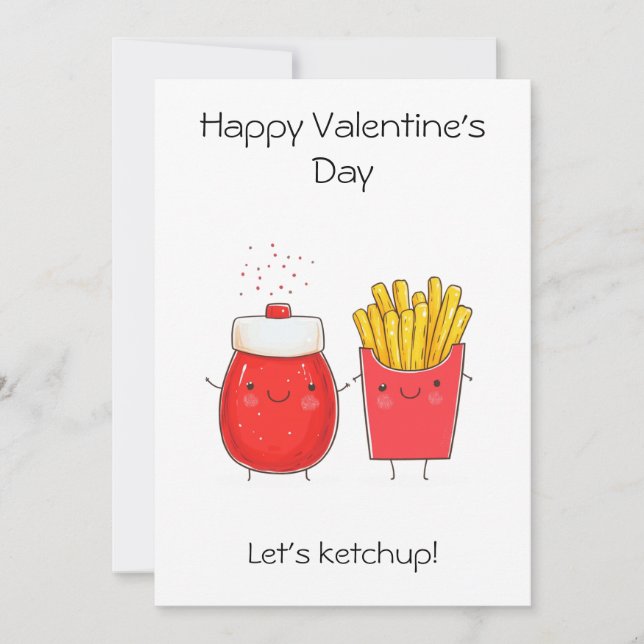 Tarjeta de felicitación - ¡Vamos Ketchup! Cute Ket (Anverso)