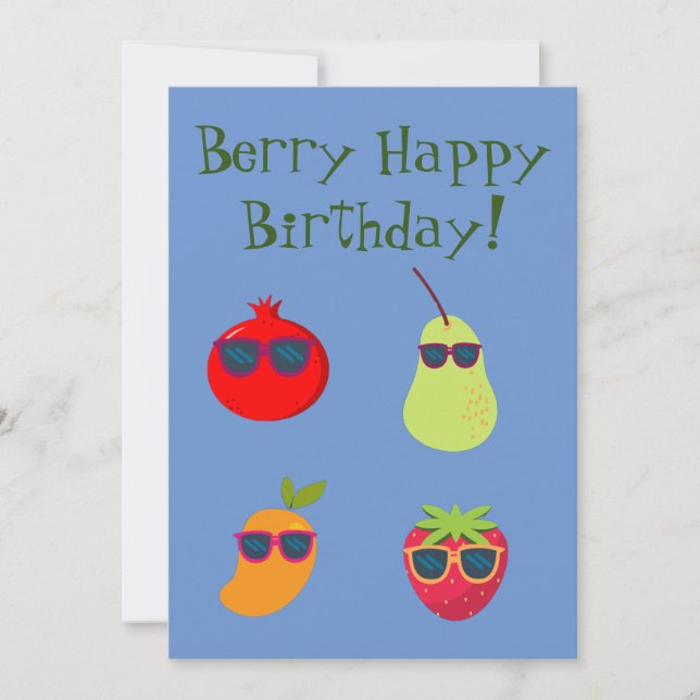 Tarjeta de felicitación Vegan Berry Birthday (Anverso)
