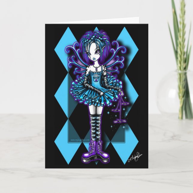 Tarjeta de felicitación verde azulada de Fae de la (Anverso)