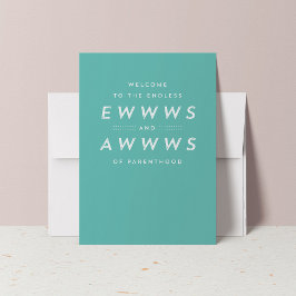 Tarjeta de felicitación verde azulada para el bebé