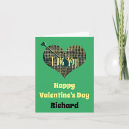 Tarjeta de felicitación verde cuadrícula corazón I