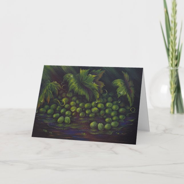 Tarjeta de felicitación verde de las uvas (Anverso)