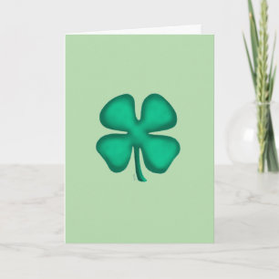 Tarjeta de felicitación verde de trébol irlandés d
