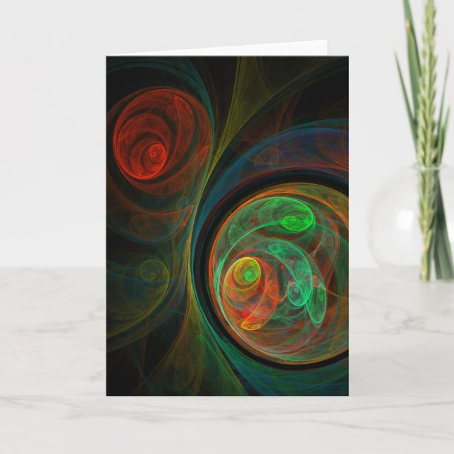 Tarjeta de felicitación verde del arte abstracto (Anverso)