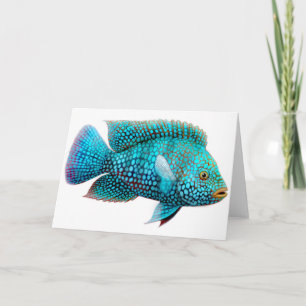 Tarjeta de felicitación verde del Cichlid de Tejas