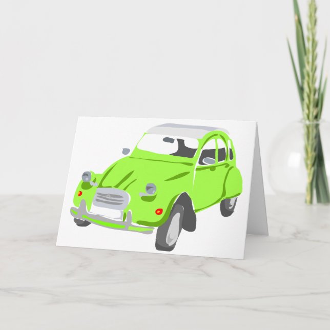 Tarjeta de felicitación verde del CV de Citroen 2 (Anverso)