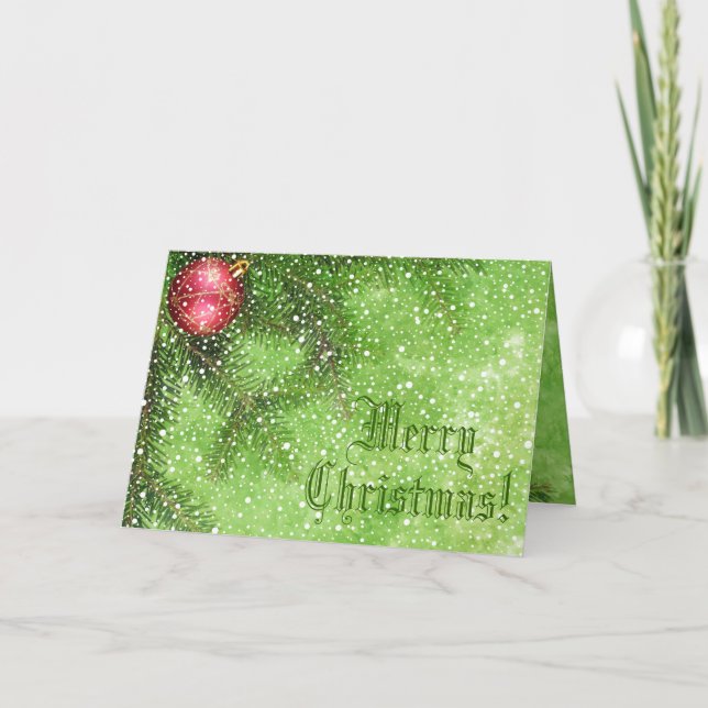 Tarjeta de felicitación verde navideña (Anverso)