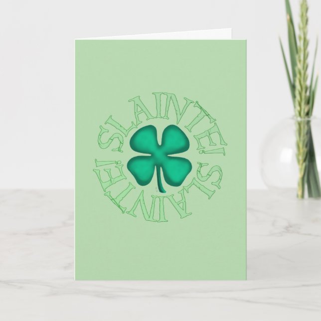 Tarjeta de felicitación verde Slainte (Anverso)
