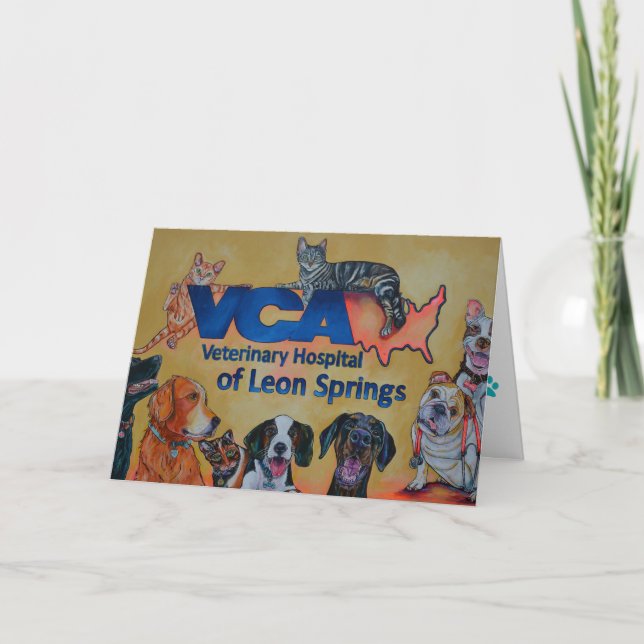 Tarjeta de felicitación veterinaria del hospital (Anverso)