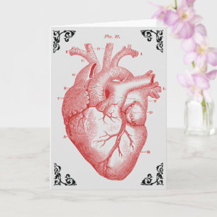 Tarjeta de felicitación victoriana de corazón anat