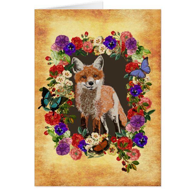 Tarjeta de felicitación Victoriana Floral Fox & Bu (Frente)
