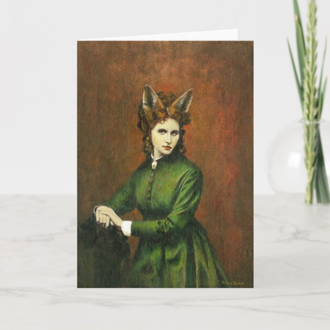 Tarjeta de felicitación Victoriana Fox Lady (Anverso)