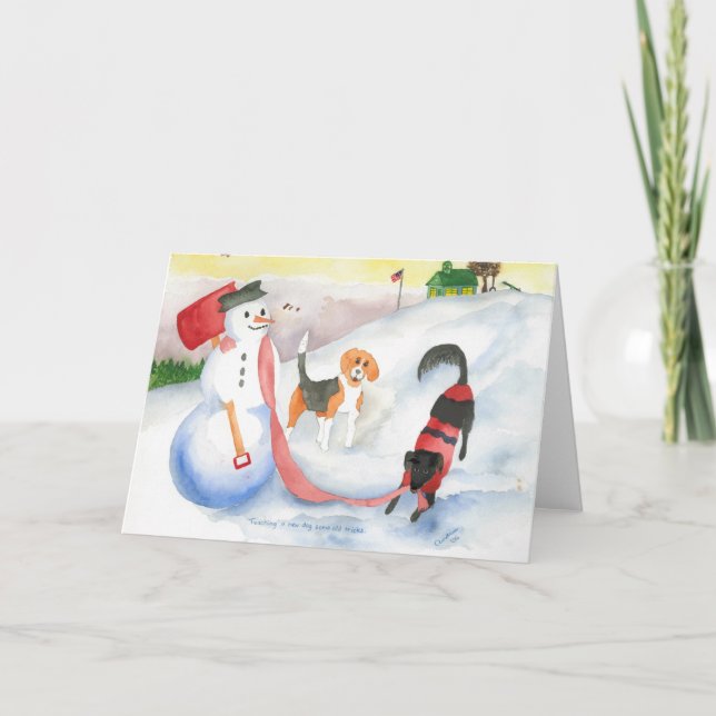 Tarjeta de felicitación vieja del perro del nuevo (Anverso)