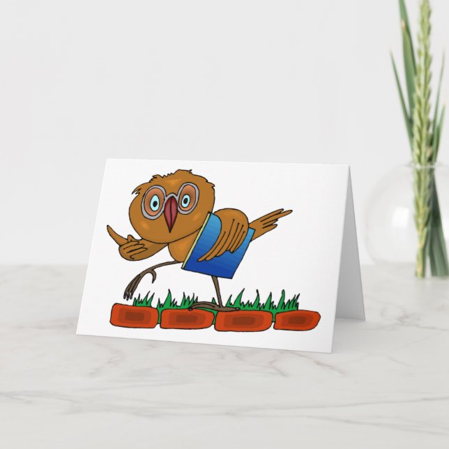 Tarjeta de felicitación vieja sabia del búho (Anverso)