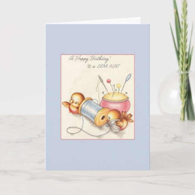 Tarjeta de felicitación Vintage Aunt Birthday (Anverso)