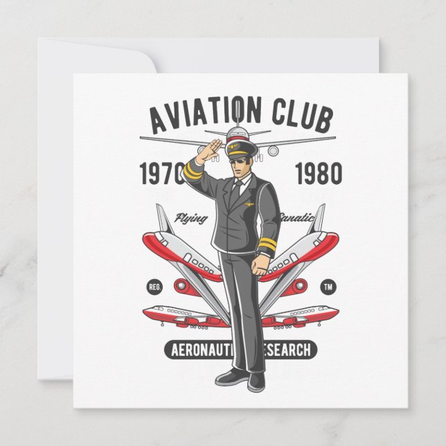 Tarjeta de felicitación Vintage Aviation Club (Anverso)