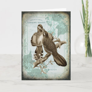 Tarjeta de felicitación Vintage Bird Couple