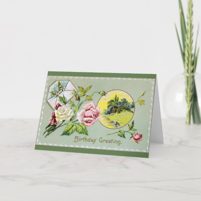 Tarjeta de felicitación Vintage Birthday (Anverso)