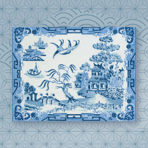 Tarjeta de felicitación Vintage Blue Willow