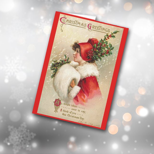 Tarjeta de felicitación Vintage Chica navidades (Subido por el creador)