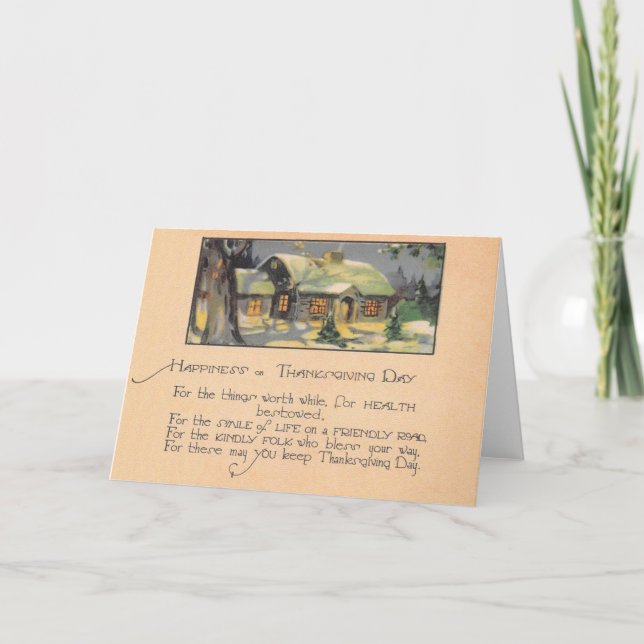 Tarjeta de felicitación vintage de Acción de Graci (Anverso)