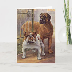 Tarjeta de felicitación Vintage de bulldog y Masti
