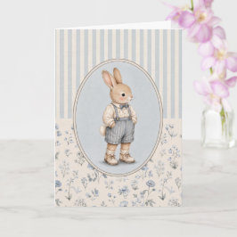 Tarjeta de felicitación vintage de conejito Floral