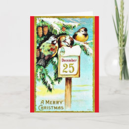 Tarjeta de felicitación Vintage de Feliz Navidad R