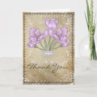 Tarjeta de Felicitación Vintage de Flores Moradas 