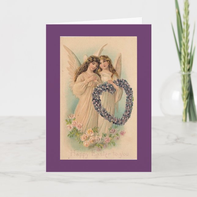 Tarjeta de felicitación Vintage Easter Angels (Anverso)