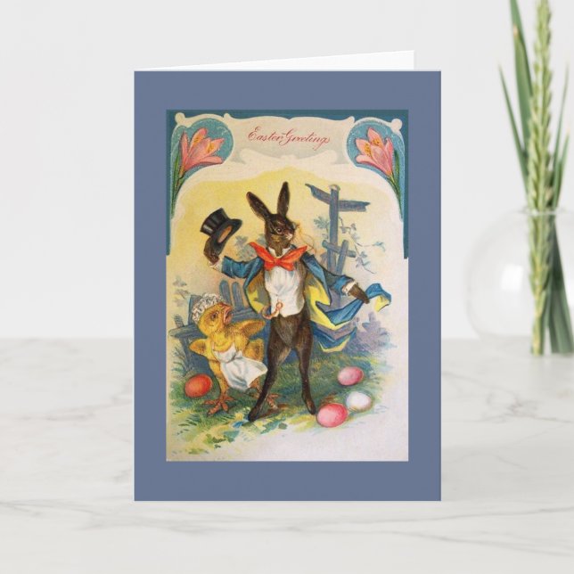 Tarjeta de felicitación Vintage Easter Bunny (Anverso)