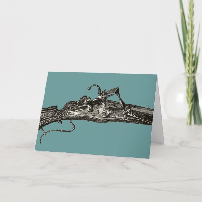 Tarjeta de felicitación Vintage Flintlock Musket G (Anverso)