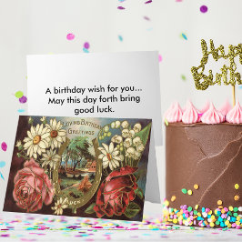 Tarjeta de felicitación Vintage Floral Birthday