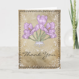 Tarjeta de Felicitación Vintage Floral Púrpura y F