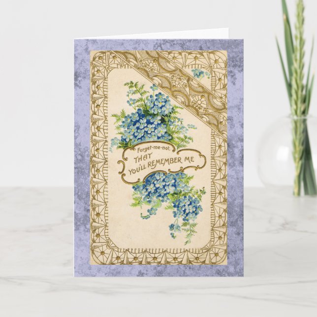 Tarjeta de felicitación vintage Forget-Me-Not (Anverso)