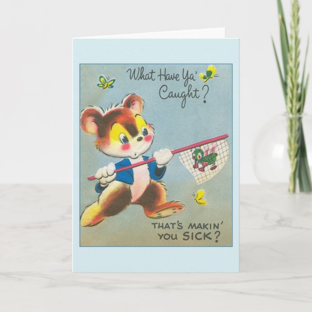 Tarjeta de felicitación Vintage Get Well (Anverso)