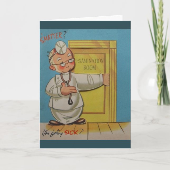 Tarjeta de felicitación Vintage Get Well (Anverso)