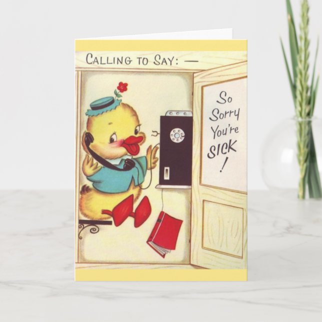 Tarjeta de felicitación Vintage Get Well (Anverso)