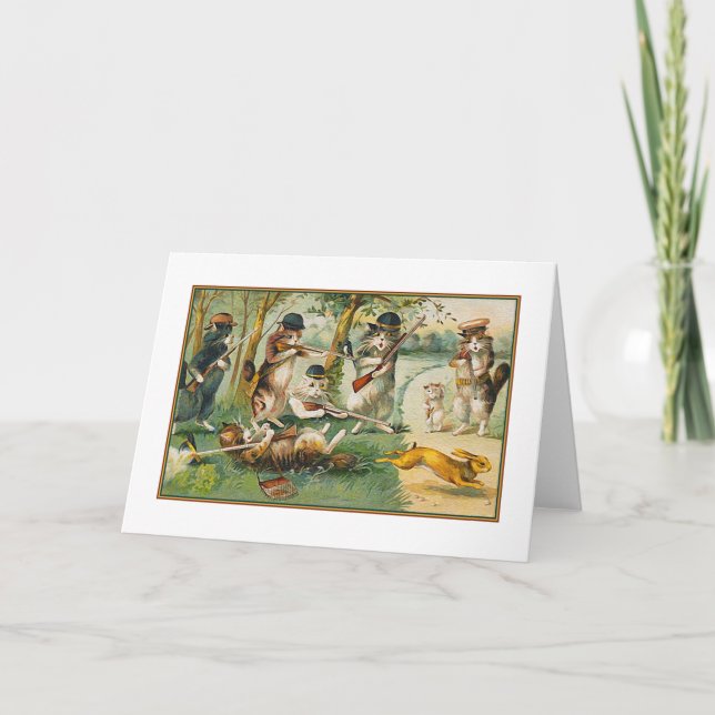 Tarjeta de felicitación vintage "Goting Hunting" (Anverso)