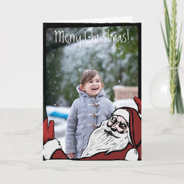 Tarjeta de felicitación Vintage Santa Personalizad (Anverso)