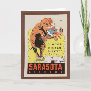 Tarjeta de felicitación Vintage Sarasota Circus