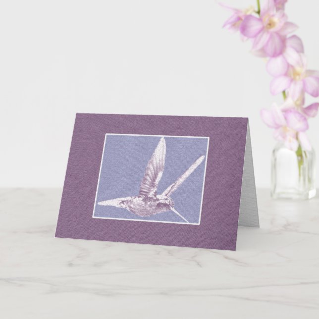 Tarjeta de felicitación Violet Hummingbird (Orquídea)
