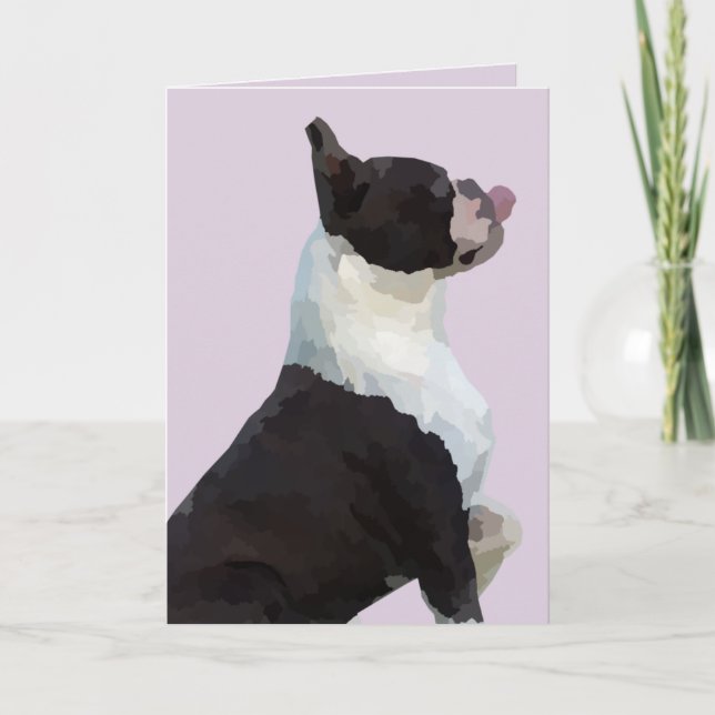 Tarjeta de felicitación Watercolor Boston Terrier (Anverso)