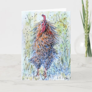 Tarjeta de felicitación Watercolor Fun Rooster