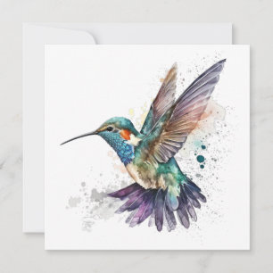 Tarjeta de felicitación Watercolor Hummingbird