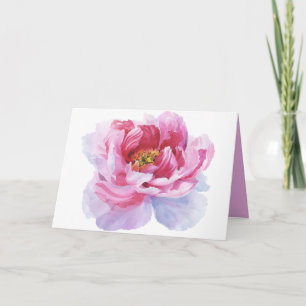 Tarjeta de felicitación Watercolor Pink Peony