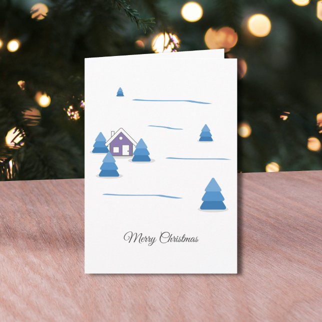 Tarjeta de felicitación Watercolor Snowy Landscape (Watercolor Snowy Landscape Greeting Card)