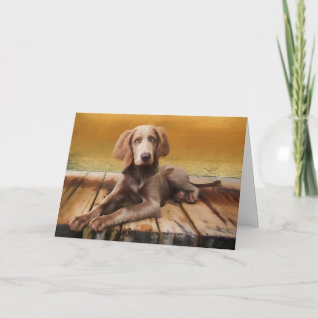 Tarjeta de felicitación Weimaraner (Longhair) (Anverso)