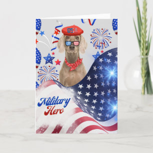 Tarjeta de felicitación Weimaraner para héroe mili