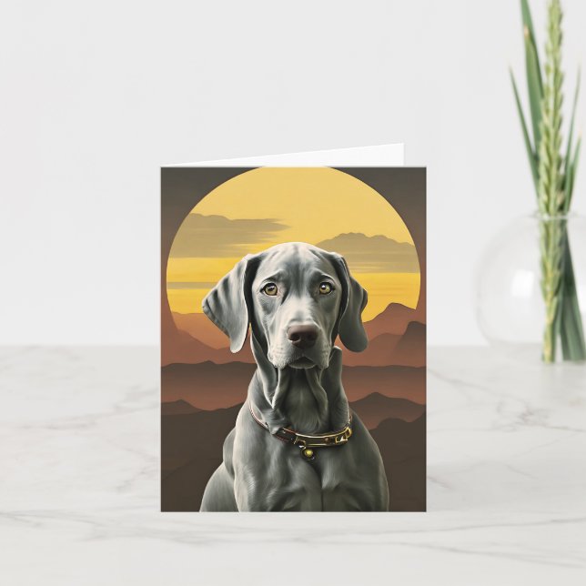 Tarjeta de felicitación Weimaraner Sunset (Anverso)